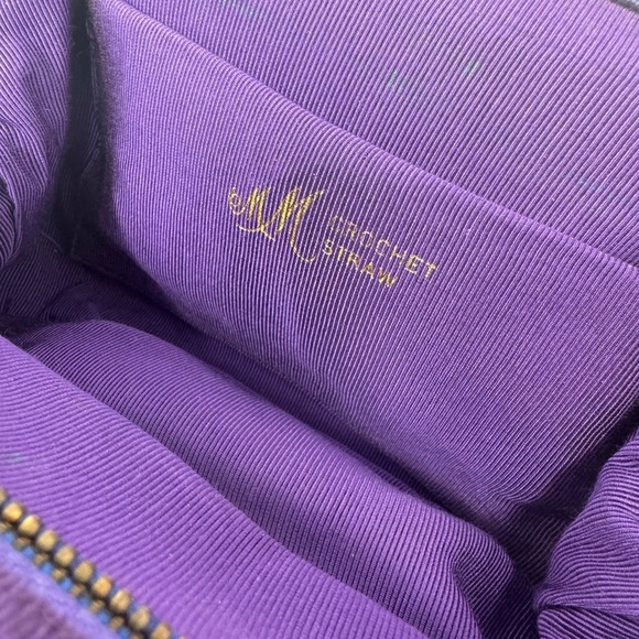 Vintage Morris Moskowitz Purple Crochet Straw Top Handle Bag – Gold Hardware - Picture 8 of 9